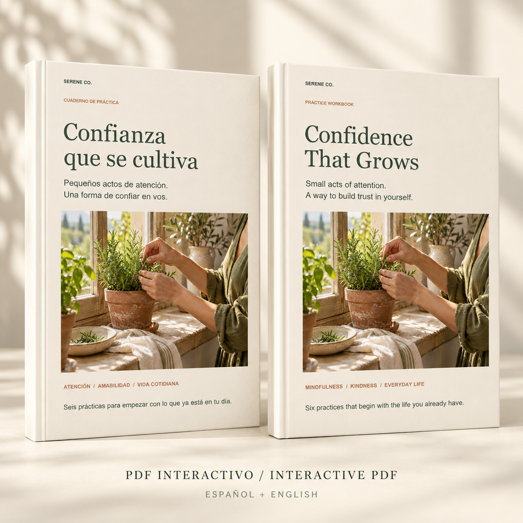 PDF interactivo Confianza que se cultiva de Serene Co., disponible en español e inglés.
