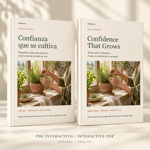 PDF interactivo Confianza que se cultiva de Serene Co., disponible en español e inglés.