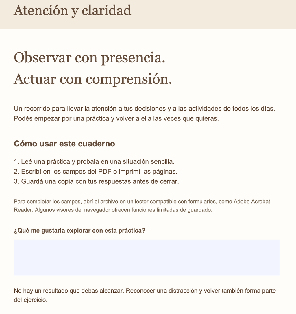 Atención y Observación consciente | PDF Interactivo