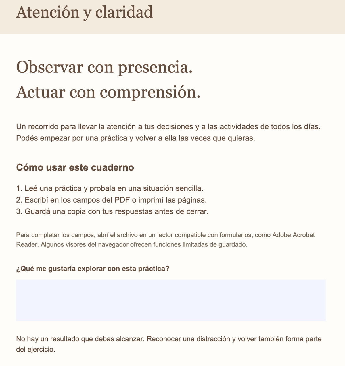 Atención y Observación consciente | PDF Interactivo