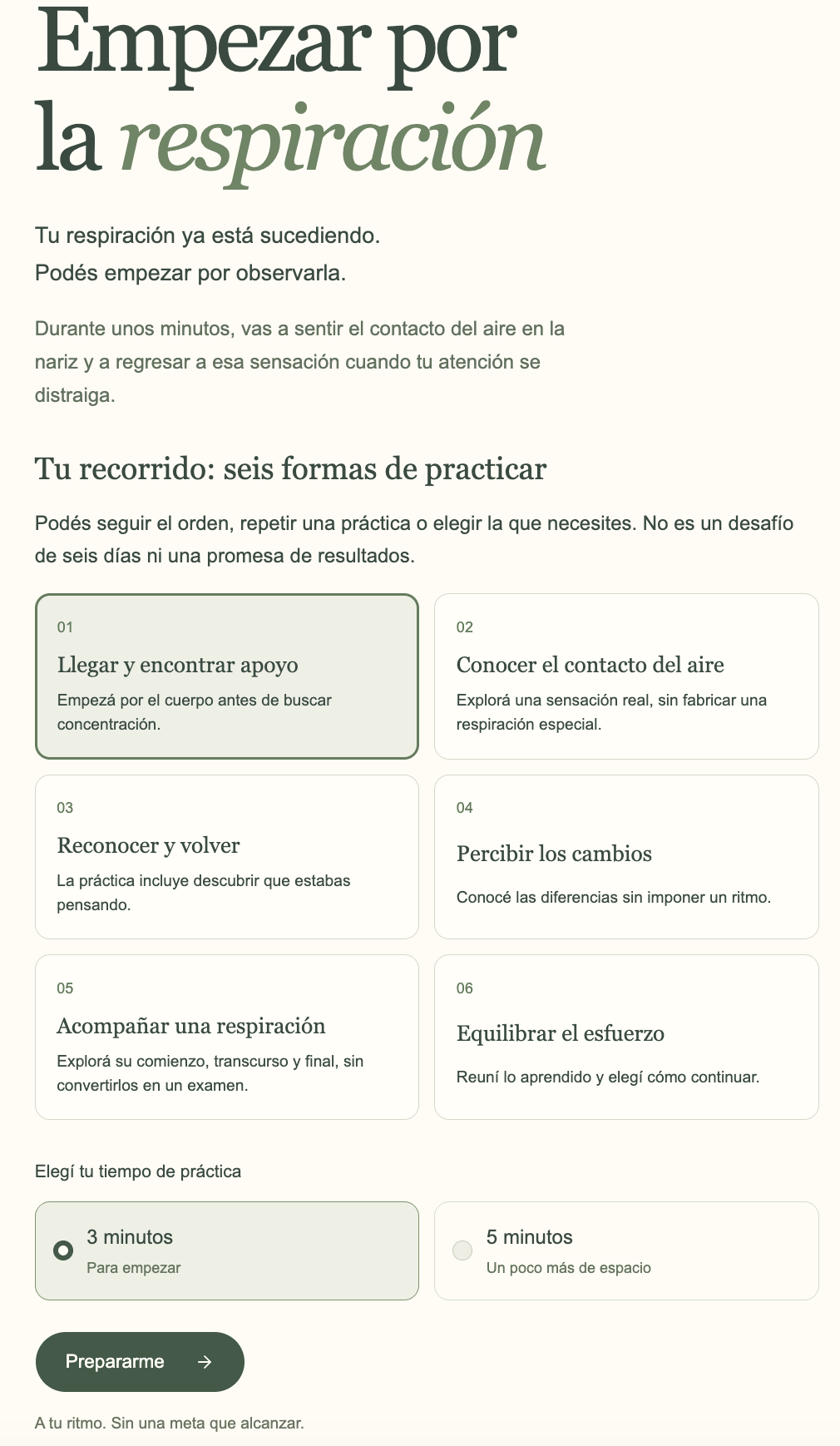 Respira: guía meditación | Mini App