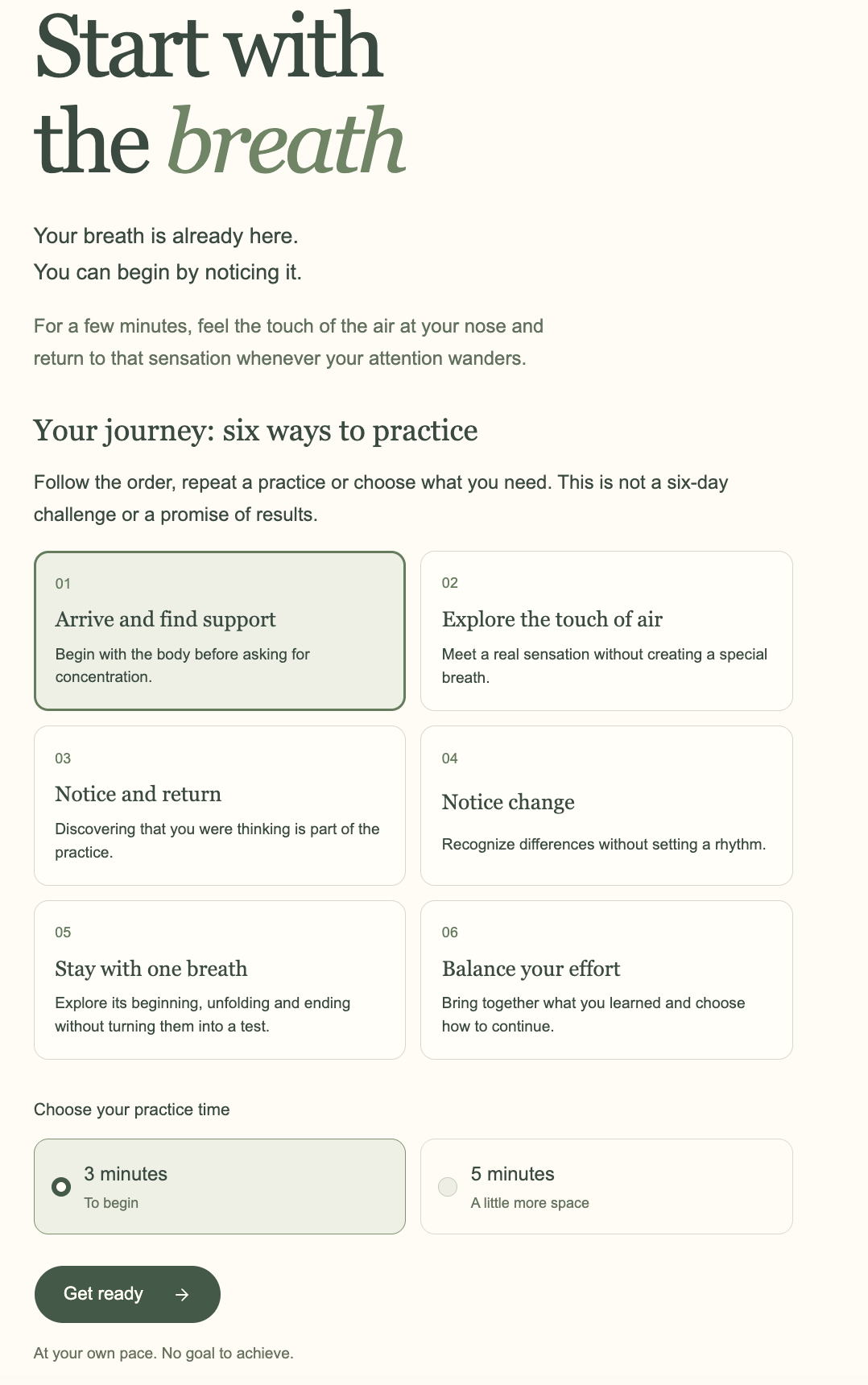 Respira: guía meditación | Mini App